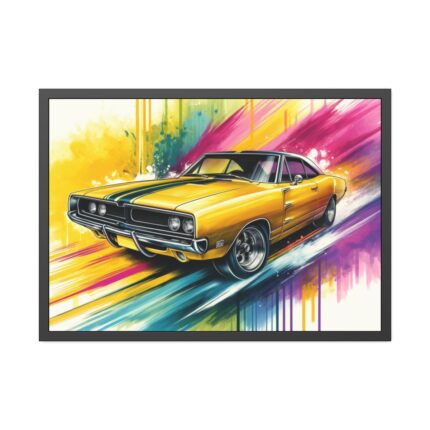 Hand-Painted Artistic Vintage Car Framed Poster