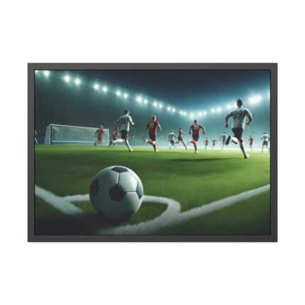 Soccer Game with Players in Action Framed Poster