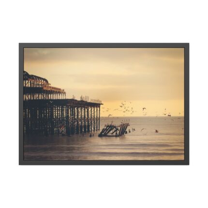 Pier Seagull Ocean Framed Poster