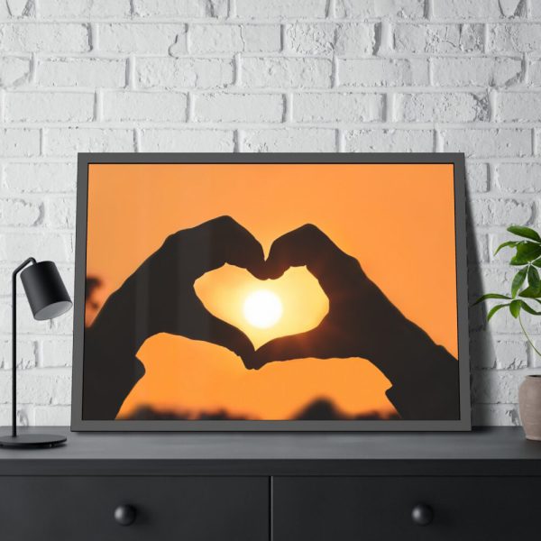 93854-31.jpg Heart Hands Frame the Sun Framed Poster