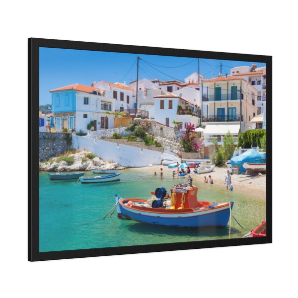 93854-381.jpg Greek Coastal Town Framed Poster