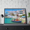 93854-383.jpg Greek Coastal Town Framed Poster