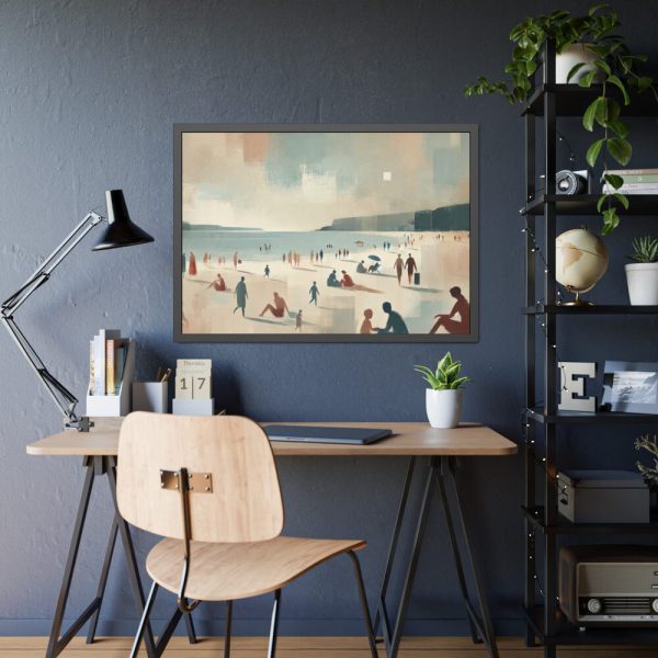 93854-410.jpg Beach Scene With People Framed Poster