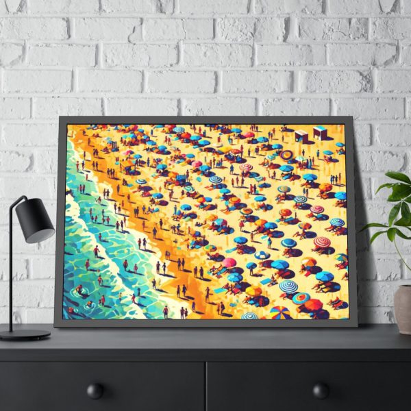 Aerial View of Vibrant Beach Scene Framed Poster
