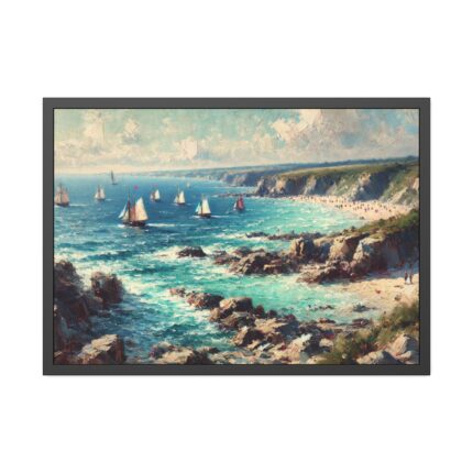 Peaceful Atmosphere With Rocky Coastline Framed Poster