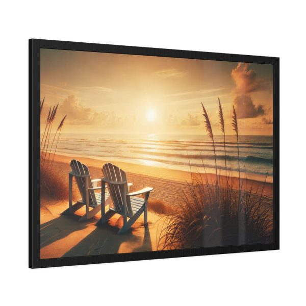 93854-437.jpg White Adirondack Chairs Facing the Ocean Framed Poster