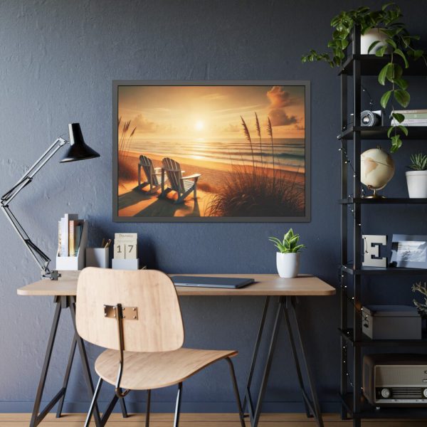 93854-438.jpg White Adirondack Chairs Facing the Ocean Framed Poster