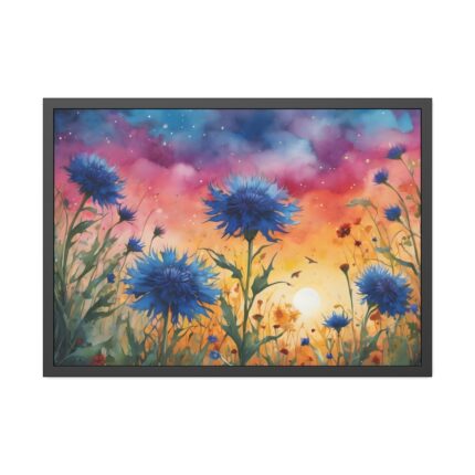 Flower Meadow Cornflowers Art Framed  Poster