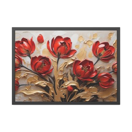 Red-Gold Abstract Tulips Framed Poster