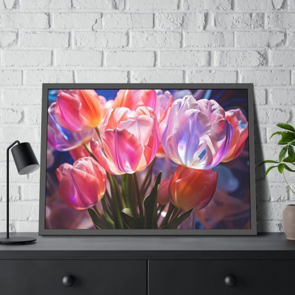 93854-515.jpg Beautiful Pink Tulips Flowers Framed Poster