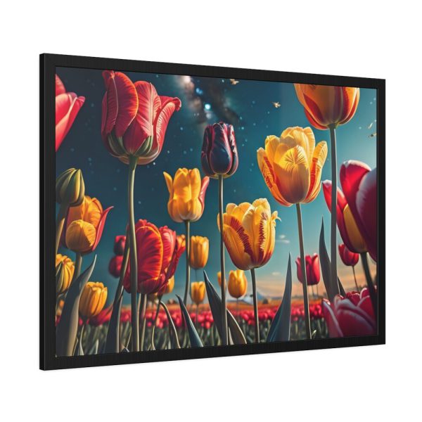 Tulips Under Sky Night Framed Poster