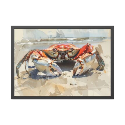 Crab Watercolor Art Framed Poster