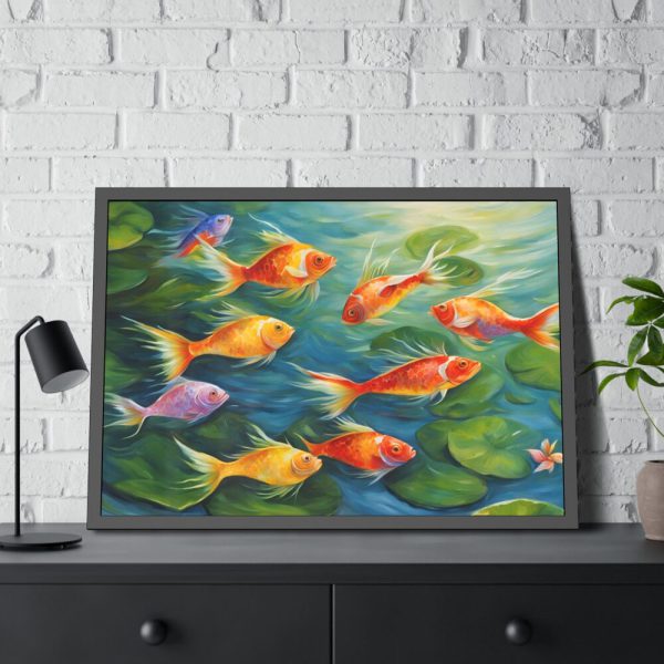 93854-571.jpg Colorful Fish In Lily Pond Framed Poster