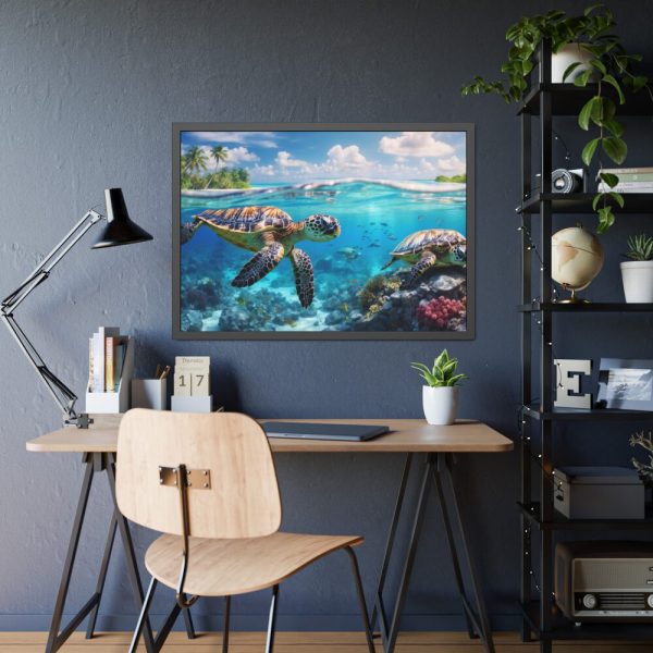 Sea Turtle Swimming In The Ocean Framed Poster