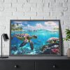 Sea Turtle Swimming In The Ocean Framed Poster