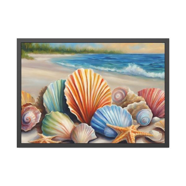 93854-592.jpg Seashells On Sandy Beach Framed Poster