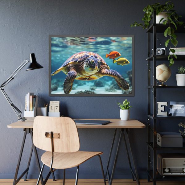 Swimming Sea Turtle Framed Poster