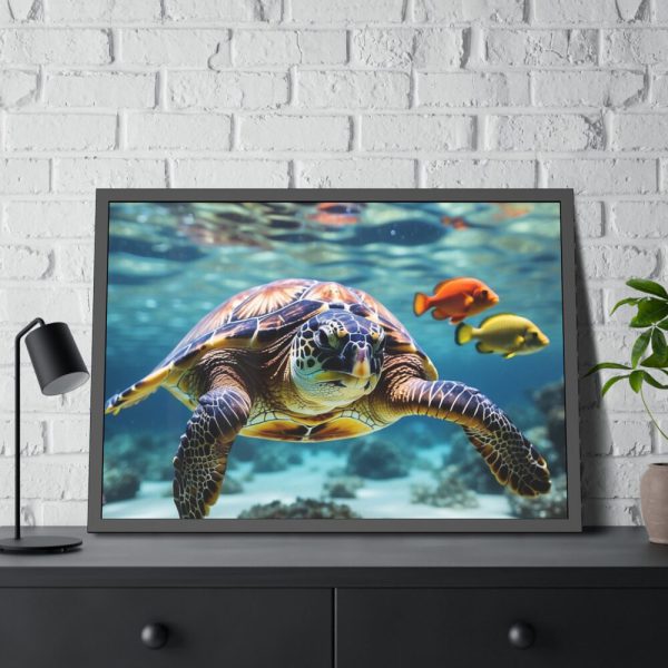 Swimming Sea Turtle Framed Poster