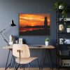 93854-62.jpg Sunset Ocean Lighthouse Silhouette Framed Poster