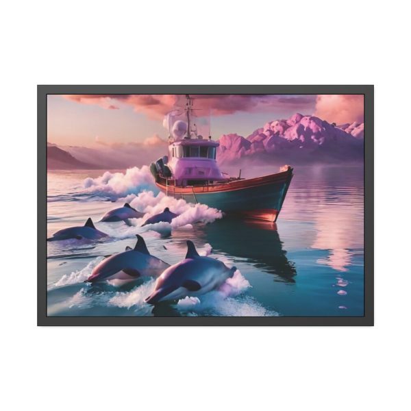 93854-632.jpg Dolphins And Ship Art Print Framed Poster