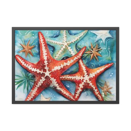 Christmas Nautical Starfish Framed Poster