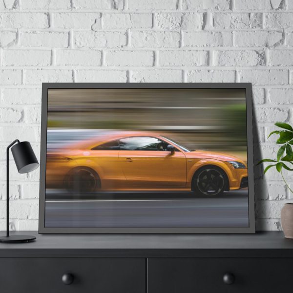 Fast Sport Car on Road Framed Poster