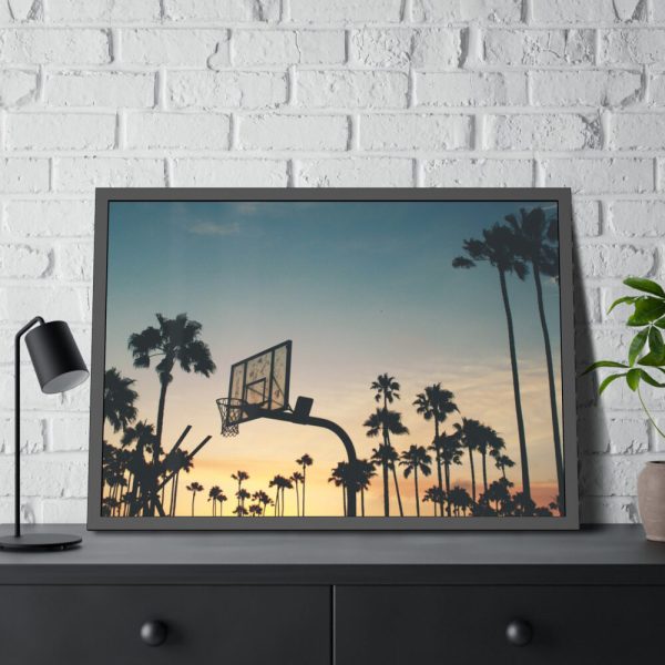 93855-175.jpg Silhouettes of a Basketball Court Framed Poster