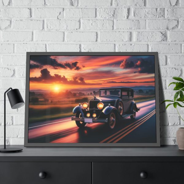 93855-199.jpg Vintage Car Driving on Road Framed Poster