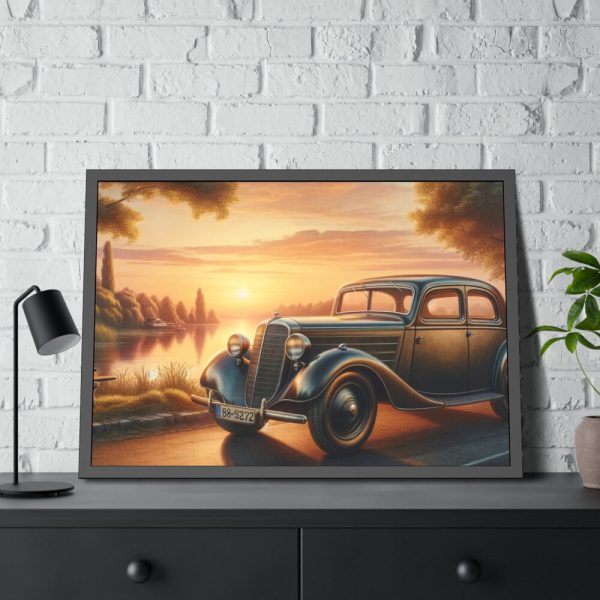Vintage Car Parked on the Road Framed Poster