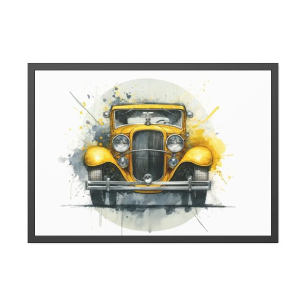 93855-204.jpg Vintage Yellow Car Framed Poster