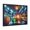 93855-241.jpg Basketball Court Scene With Players in Action Framed Poster