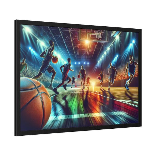 93855-241.jpg Basketball Court Scene With Players in Action Framed Poster