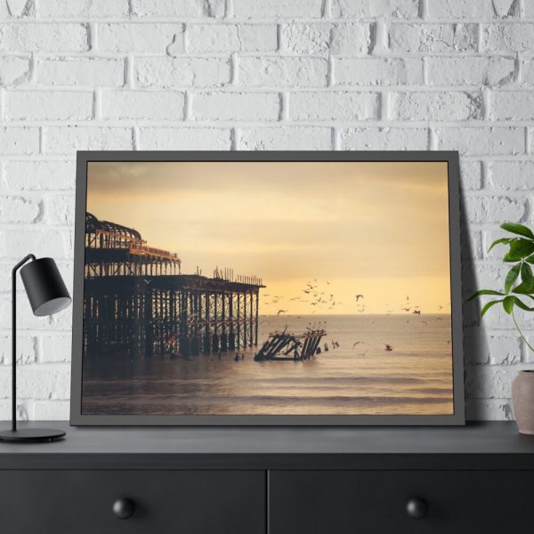 93855-283.jpg Pier Seagull Ocean Framed Poster