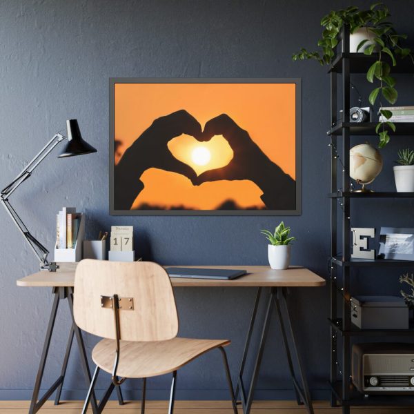 93855-30.jpg Heart Hands Frame the Sun Framed Poster