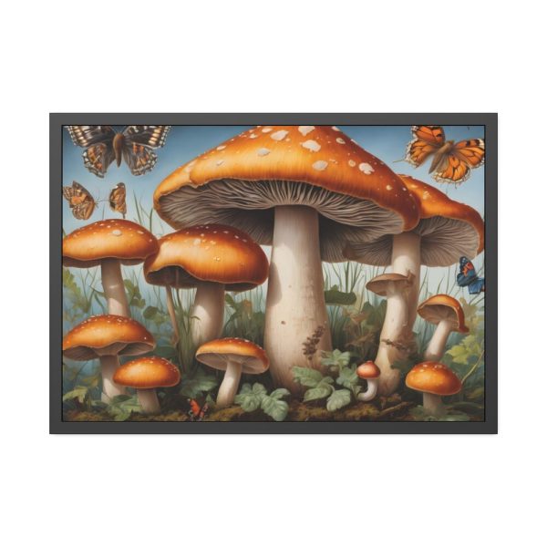 93855-386.jpg Mushrooms Butterfly Forest Art Framed Poster