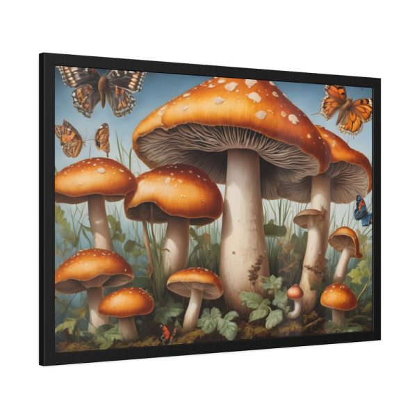 93855-387.jpg Mushrooms Butterfly Forest Art Framed Poster