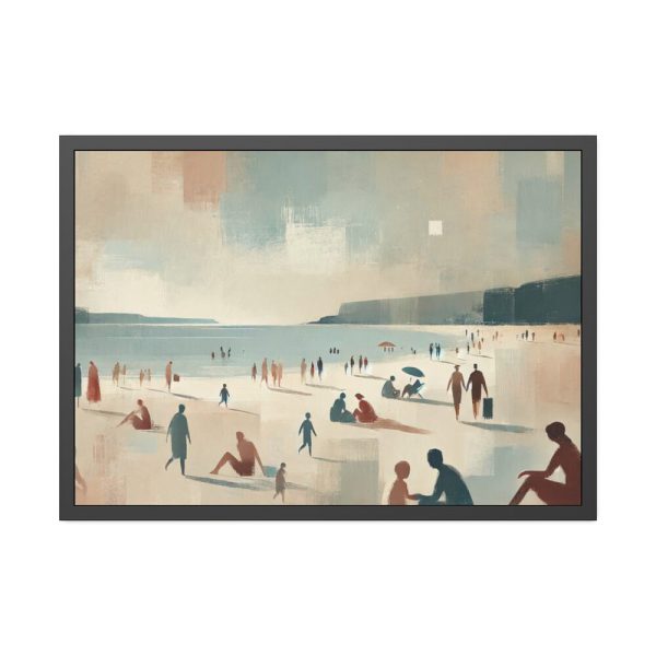 93855-402.jpg Beach Scene With People Framed Poster