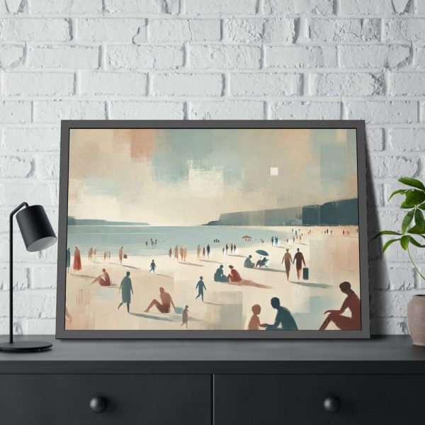 93855-405.jpg Beach Scene With People Framed Poster