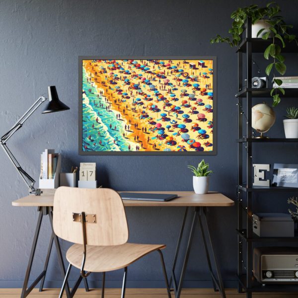 Aerial View of Vibrant Beach Scene Framed Poster