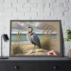 Heron on Sandy Beach Framed Poster