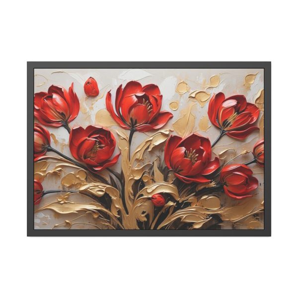 Red-Gold Abstract Tulips Framed Poster