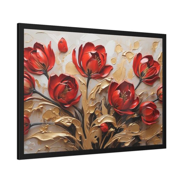 Red-Gold Abstract Tulips Framed Poster