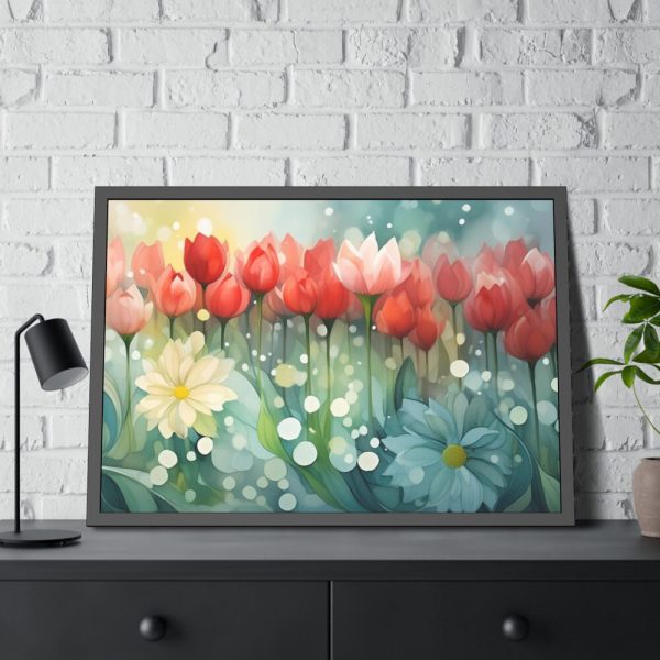 Flower Field of Tulips Framed Poster