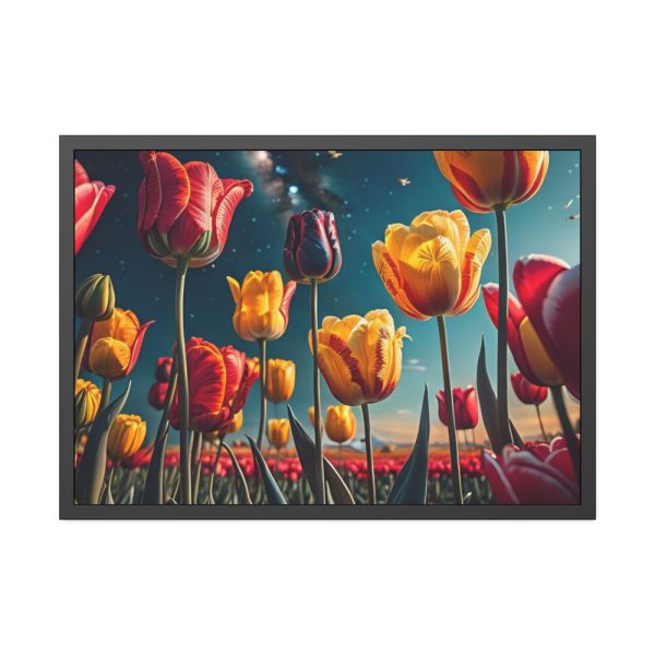 Tulips Under Sky Night Framed Poster