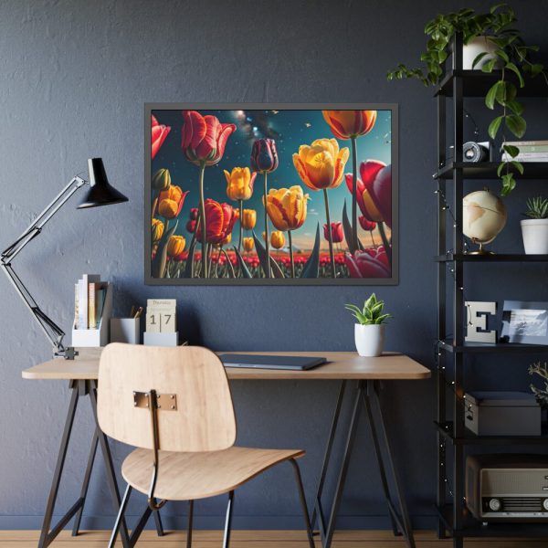 Tulips Under Sky Night Framed Poster