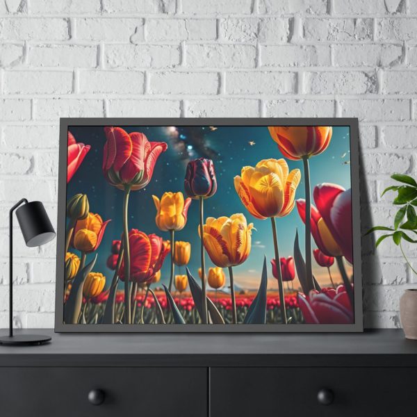 Tulips Under Sky Night Framed Poster
