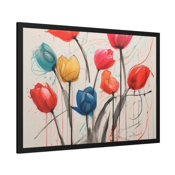 Colorful Abstract Tulips Art Framed Poster