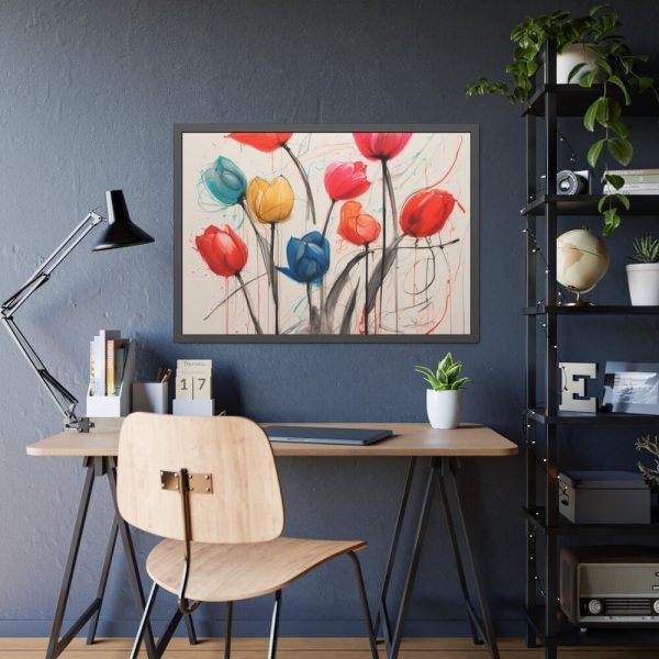 Colorful Abstract Tulips Art Framed Poster