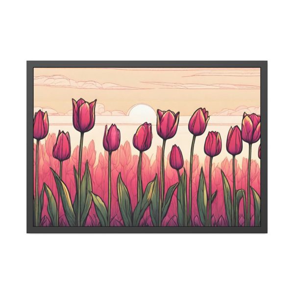 93855-538.jpg Pink Tulips Row At Sunset Framed Poster