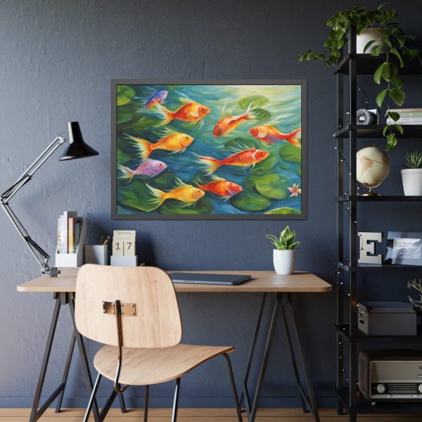 93855-564.jpg Colorful Fish In Lily Pond Framed Poster